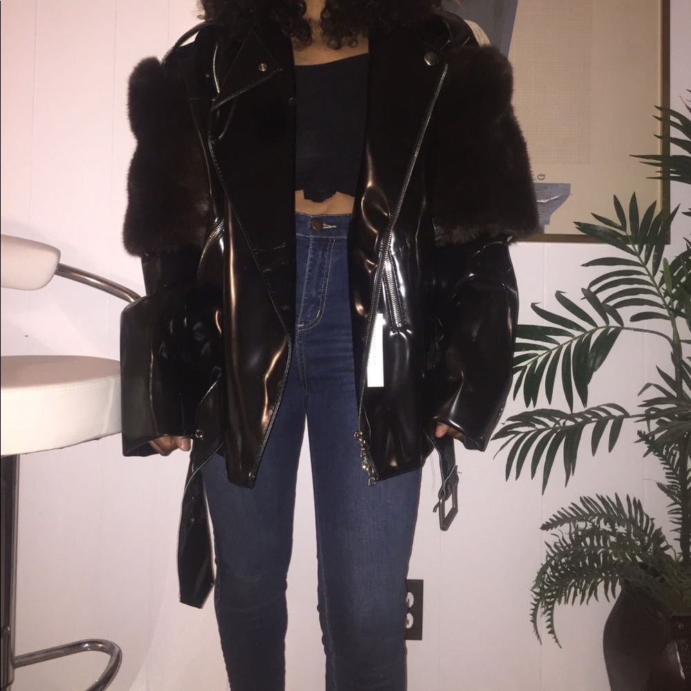 Marc Jacobs Fall 16’ Oversized Vinyl Moto Jacket
